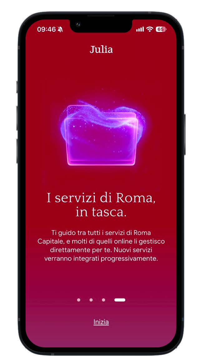 Ein Telefon zeigt den Funktionsbereich der Julia-App