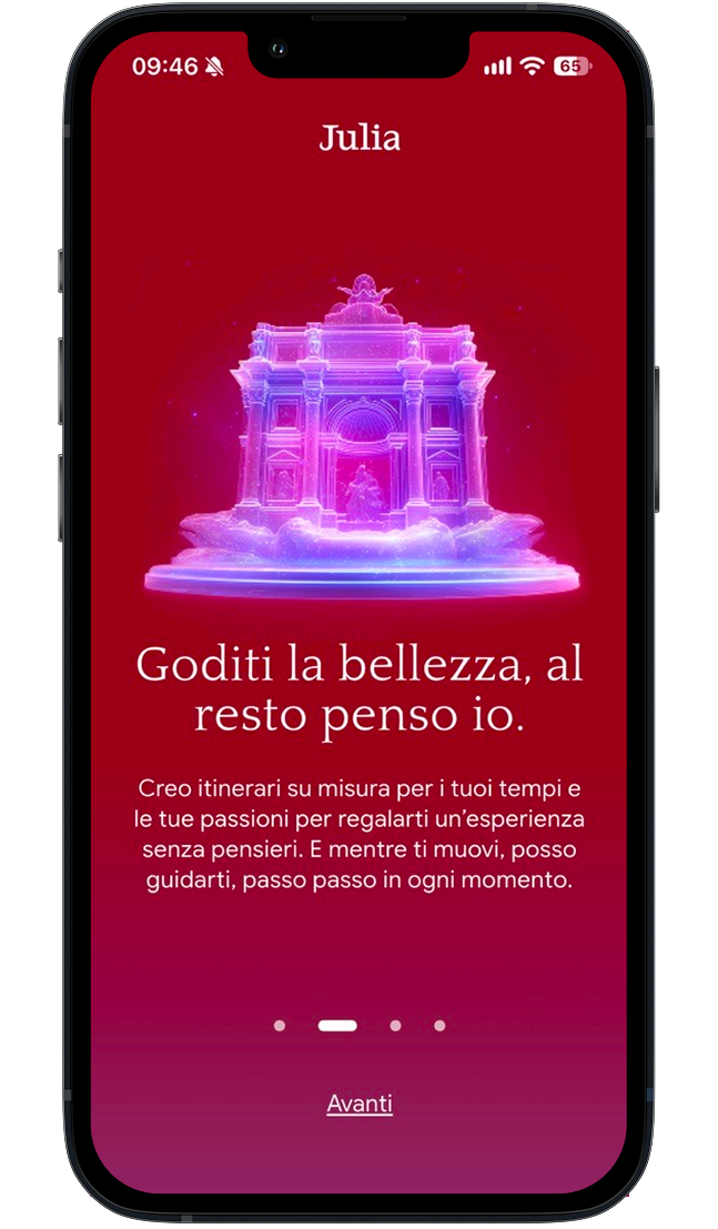 Ein Telefon zeigt den Funktionsbereich der Julia-App
