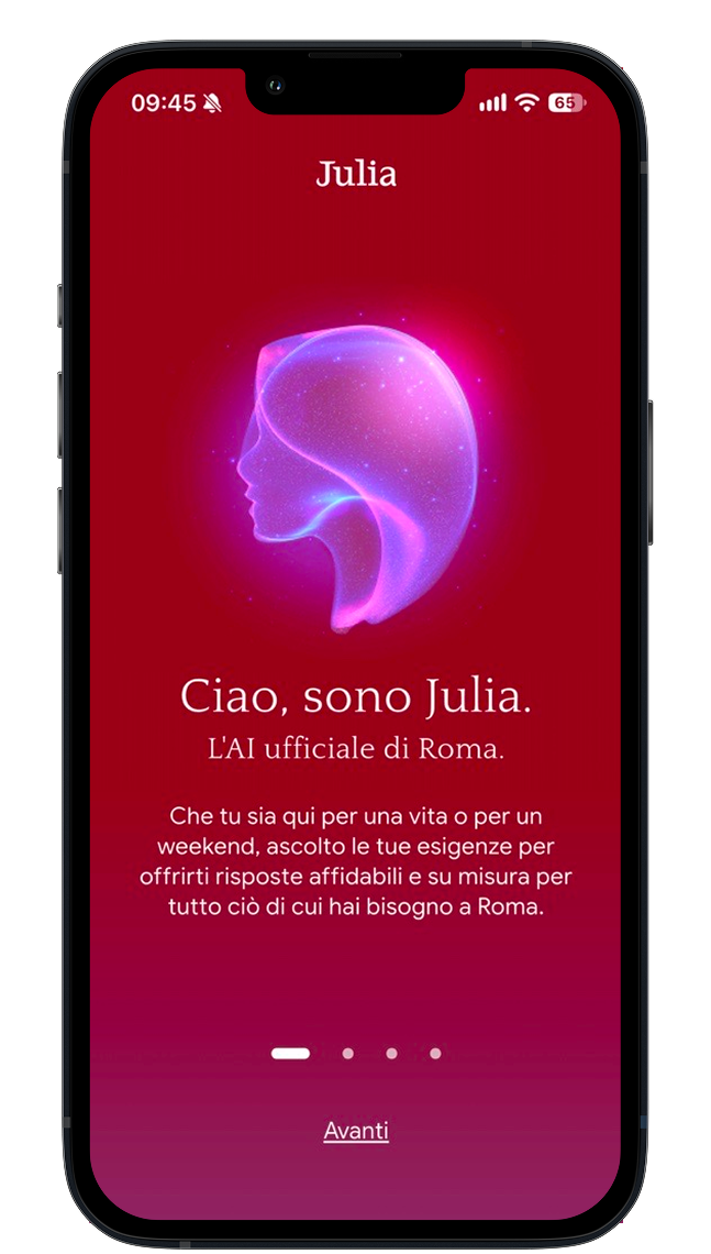 Ein Telefon zeigt den Funktionsbereich der Julia-App